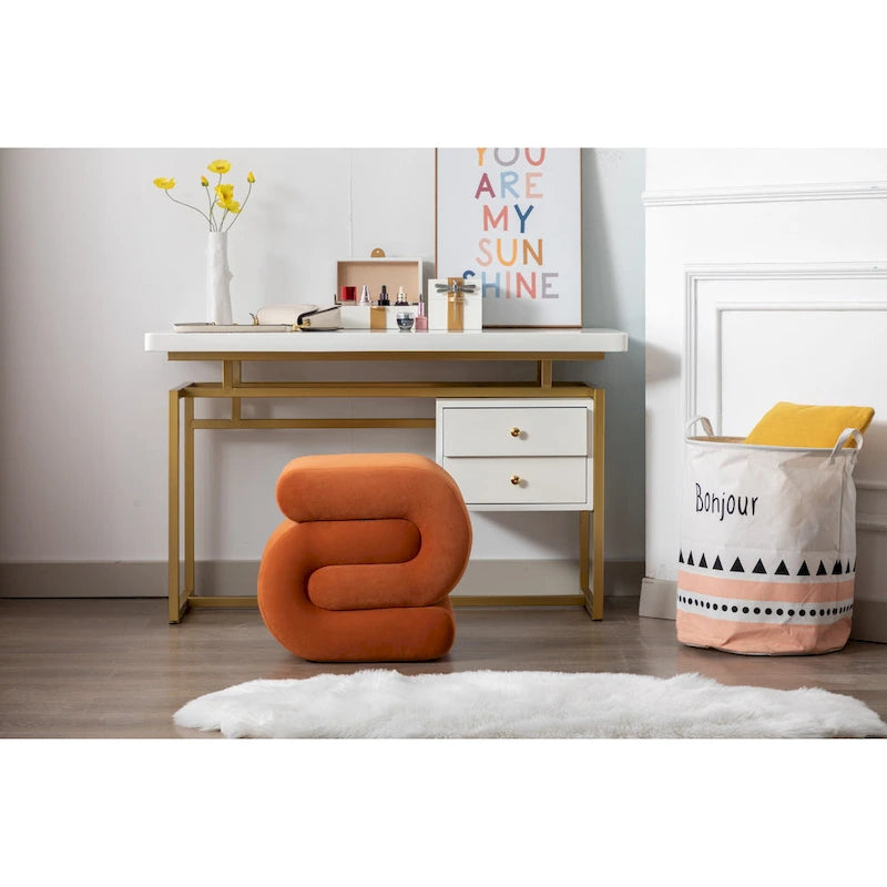 Modern S-shape Ottoman Makeup Stool Footstool for Living Room,Bedroom