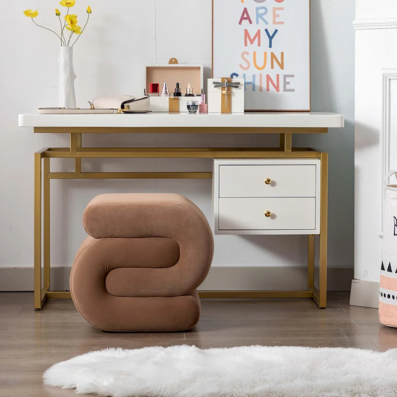 Modern S-shape Ottoman Makeup Stool Footstool for Living Room,Bedroom