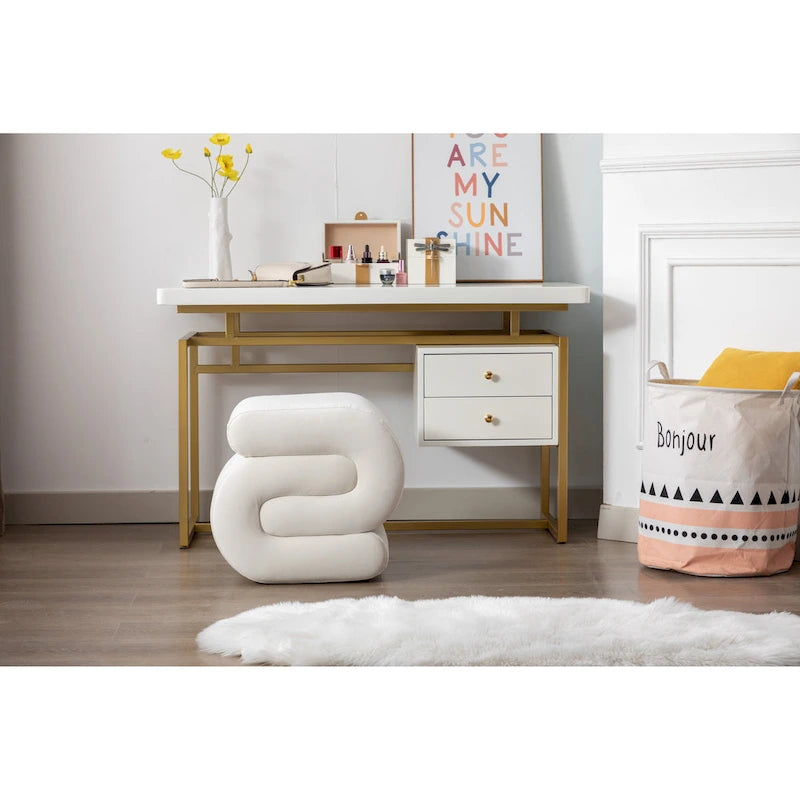 Modern S-shape Ottoman Makeup Stool Footstool for Living Room,Bedroom