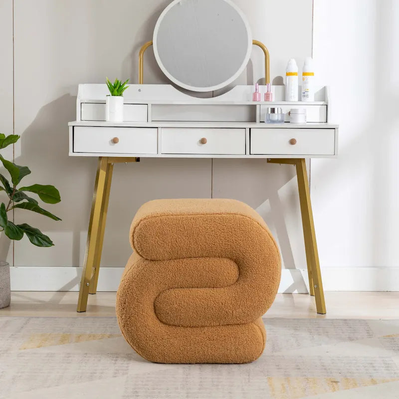 Modern S-shape Ottoman Makeup Stool Footstool for Living Room,Bedroom