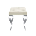 Luxury Velvet Bench Button Tufted Upholstered Dining Bench with Polished Metal Legs