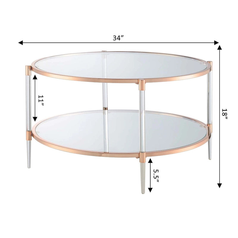 Convenience Concepts Royal Crest 2 Tier Acrylic Glass Coffee Table