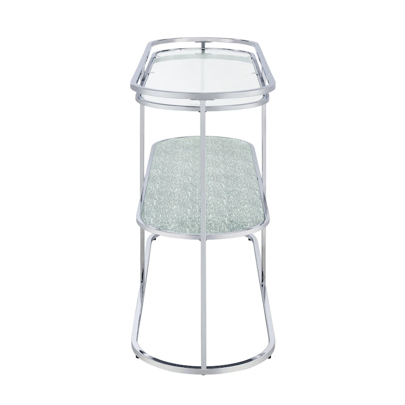 Taylaa Glam Chrome 48-inch Glass Top 1-Shelf Sofa Table by Furniture of America