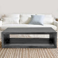 Keli 58 Inch Cube Shaped Wooden Coffee Table with Open Bottom Shelf, Charcoal Gray