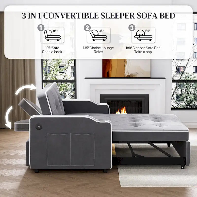 Ouyessir 3 in 1 Multi-Functional Convertible Sleeper Sofa Bed