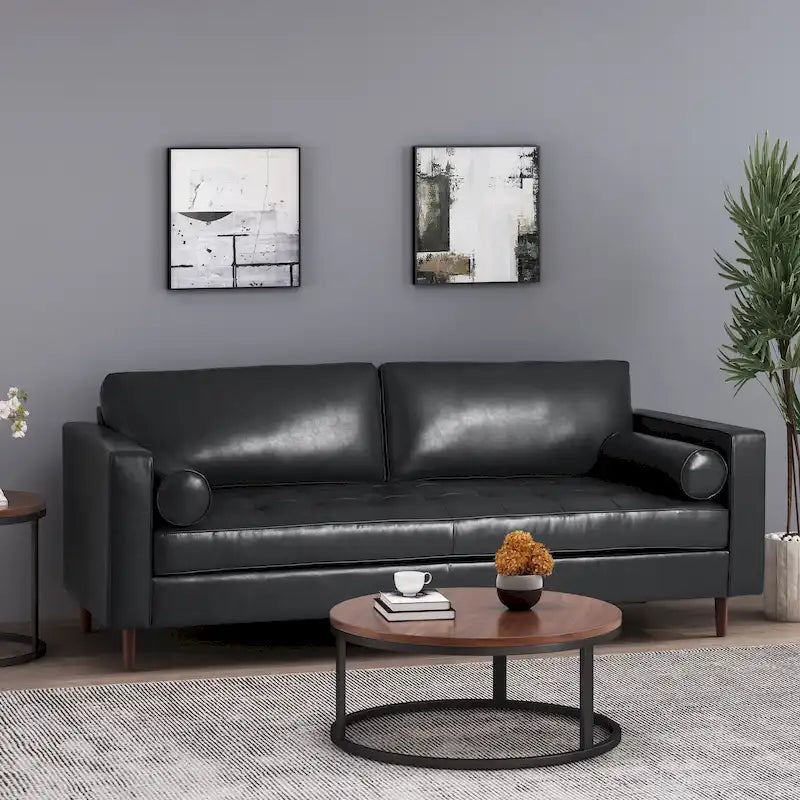 Malinta Contemporary Tufted 3 Seater Sofa by Christopher Knight Home - 82.25 L x 33.00 W x 33.00 H