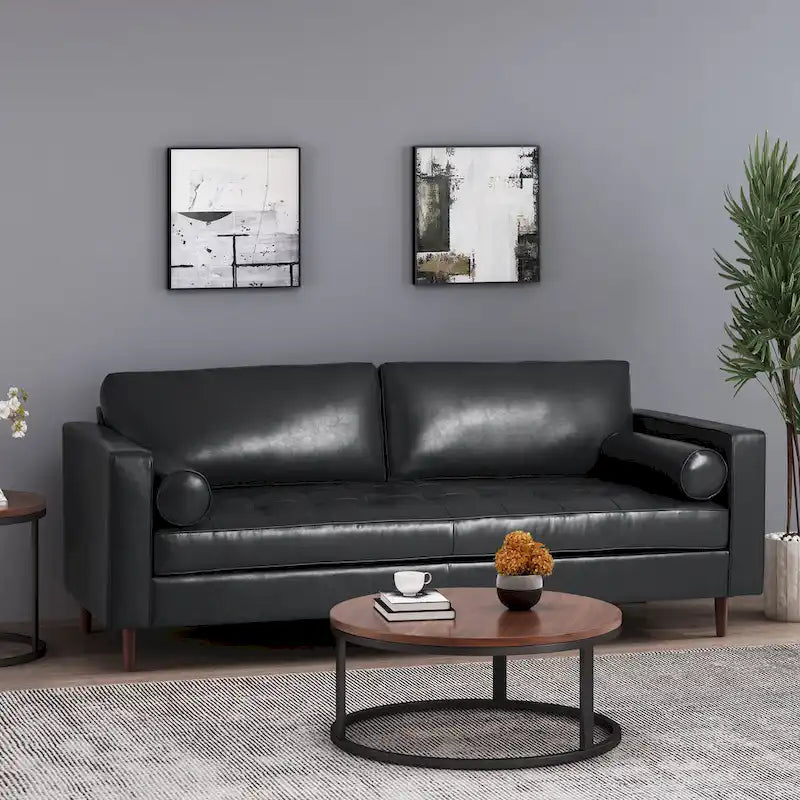 Malinta Contemporary Tufted 3 Seater Sofa by Christopher Knight Home - 82.25 L x 33.00 W x 33.00 H