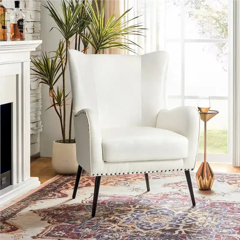 Invidiae Wooden Upholstered Armchair with Metal Legs