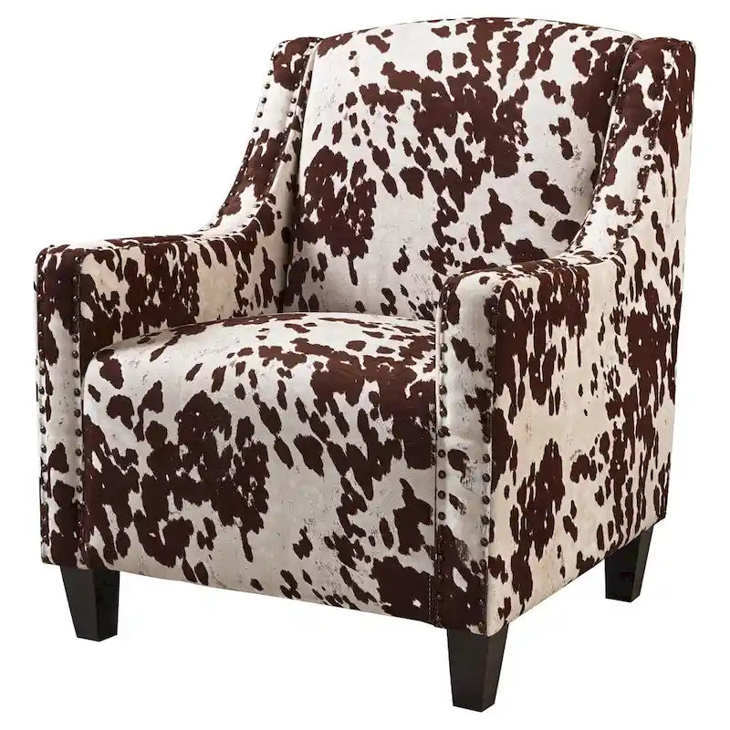 Elysabeth Cow Print Velvet Club Chair by Christopher Knight Home - 32.75L x 29.25W x 37.5H