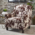 Elysabeth Cow Print Velvet Club Chair by Christopher Knight Home - 32.75L x 29.25W x 37.5H