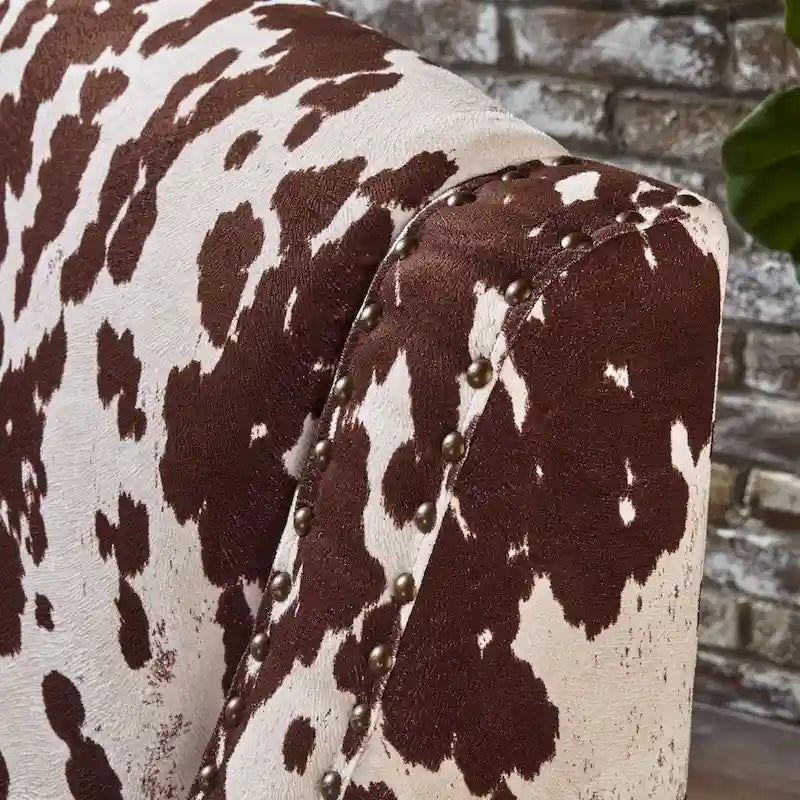 Elysabeth Cow Print Velvet Club Chair by Christopher Knight Home - 32.75L x 29.25W x 37.5H