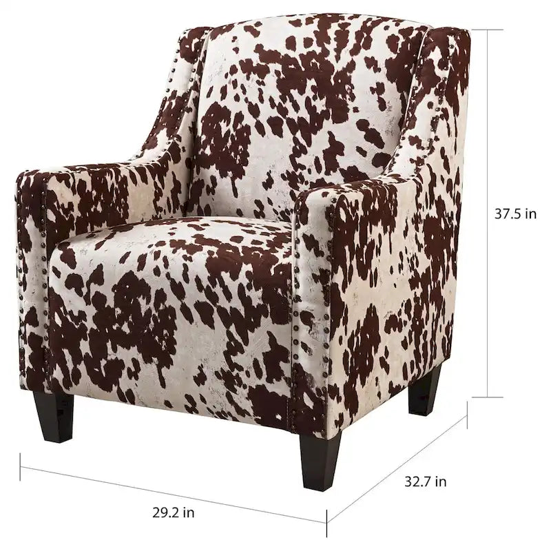 Elysabeth Cow Print Velvet Club Chair by Christopher Knight Home - 32.75L x 29.25W x 37.5H