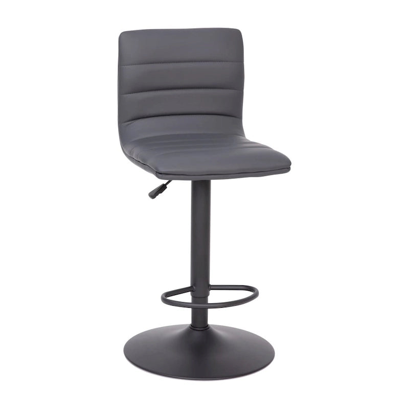 Modern Channel Stitched Adjustable Height Swivel Barstool with Footrest
