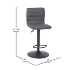 Modern Channel Stitched Adjustable Height Swivel Barstool with Footrest