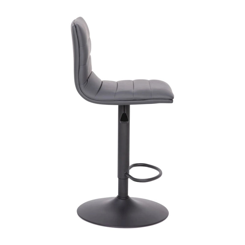 Modern Channel Stitched Adjustable Height Swivel Barstool with Footrest