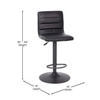 Modern Channel Stitched Adjustable Height Swivel Barstool with Footrest