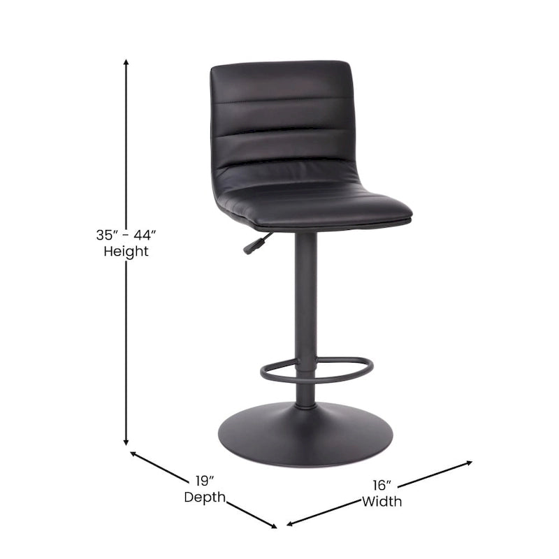 Modern Channel Stitched Adjustable Height Swivel Barstool with Footrest