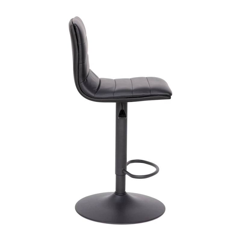 Modern Channel Stitched Adjustable Height Swivel Barstool with Footrest