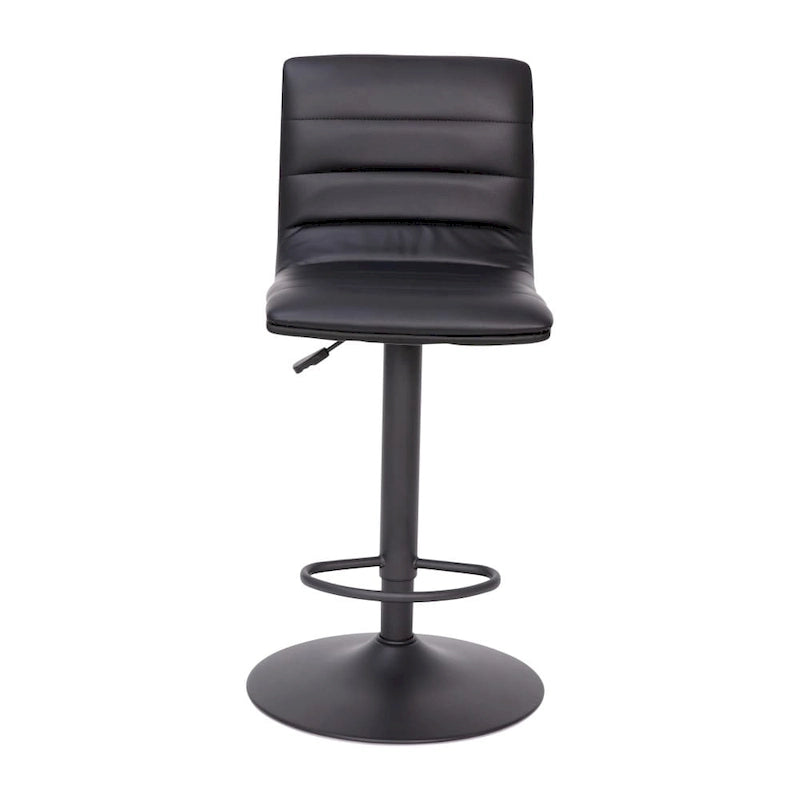 Modern Channel Stitched Adjustable Height Swivel Barstool with Footrest