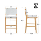 Fully Assembled Woven Leather Counter Height Bar Stools - 18.9W x 18.9D x 38.2H