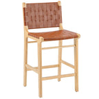 Fully Assembled Woven Leather Counter Height Bar Stools - 18.9W x 18.9D x 38.2H
