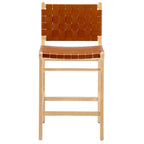 Fully Assembled Woven Leather Counter Height Bar Stools - 18.9W x 18.9D x 38.2H