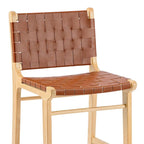 Fully Assembled Woven Leather Counter Height Bar Stools - 18.9W x 18.9D x 38.2H