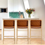 Fully Assembled Woven Leather Counter Height Bar Stools - 18.9W x 18.9D x 38.2H