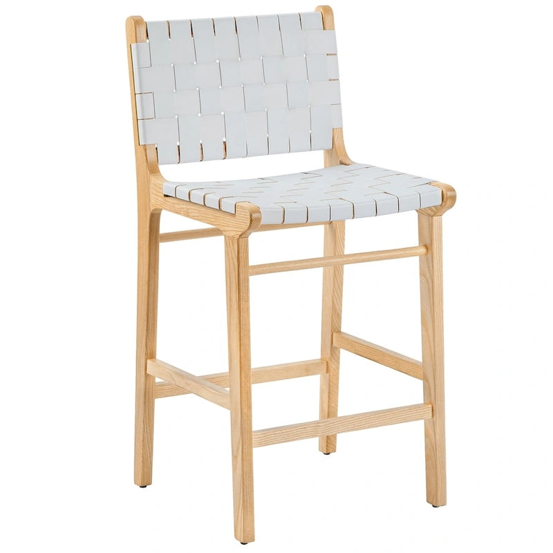 Fully Assembled Woven Leather Counter Height Bar Stools - 18.9W x 18.9D x 38.2H