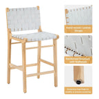 Fully Assembled Woven Leather Counter Height Bar Stools - 18.9W x 18.9D x 38.2H