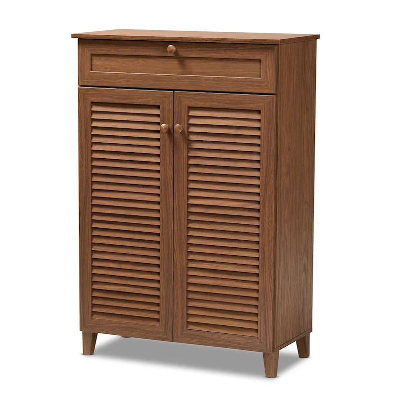 Contemporary 5-shelf/1-drawer Wood Shoe Storage Cabinet