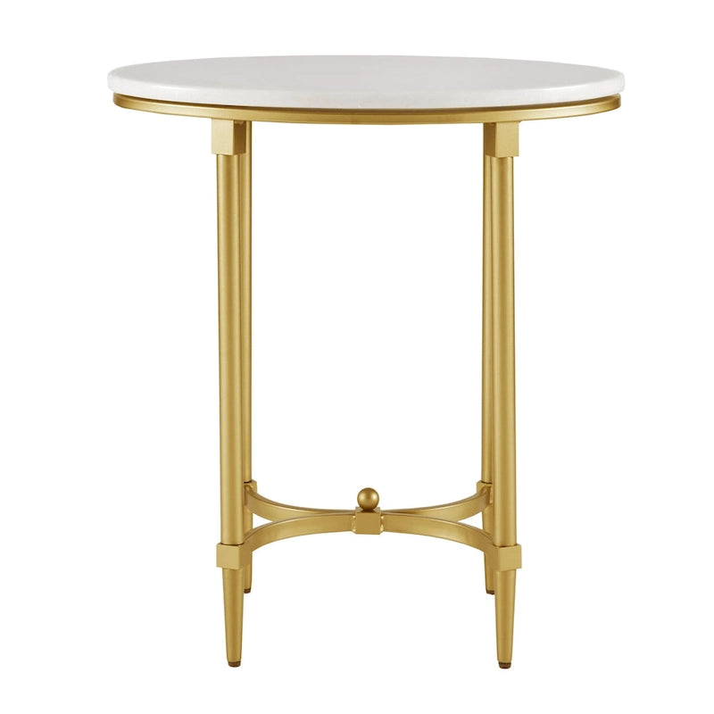 Madison Park Signature Bordeaux Gold-finished Metal Oval End Table With White Marble Tabletop