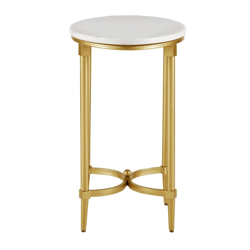 Madison Park Signature Bordeaux Gold-finished Metal Oval End Table With White Marble Tabletop