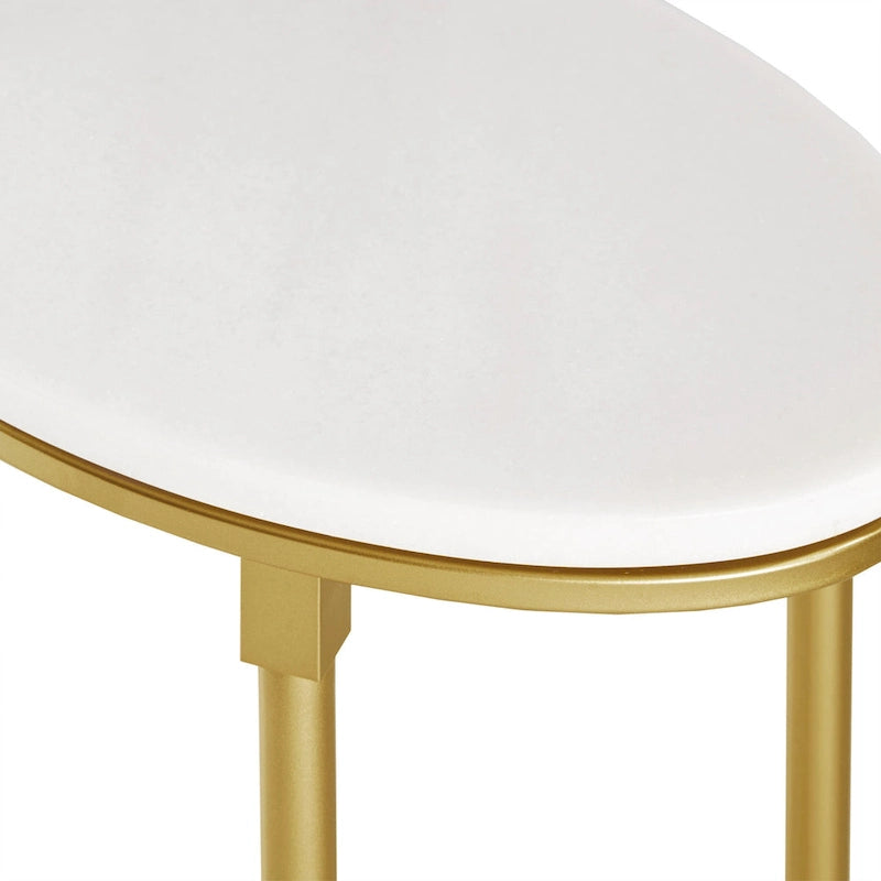 Madison Park Signature Bordeaux Gold-finished Metal Oval End Table With White Marble Tabletop