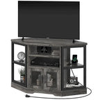 Moasis Farmhouse Corner TV Stand for TVs up to 55 Wood TV Media Console Entertainment Center
