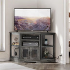 Moasis Farmhouse Corner TV Stand for TVs up to 55 Wood TV Media Console Entertainment Center