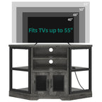 Moasis Farmhouse Corner TV Stand for TVs up to 55 Wood TV Media Console Entertainment Center