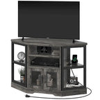Moasis Farmhouse Corner TV Stand for TVs up to 55 Wood TV Media Console Entertainment Center