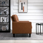 HOMCOM 51 Wide Double Sofa with Armrest, 2-Seater Tufted PU Leather and Pocket Spring Sponge Padded Cushion, Brown