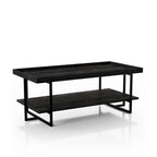 Alivia Rustic Black 47-inch Steel 1-Shelf Coffee Table by Furniture of America