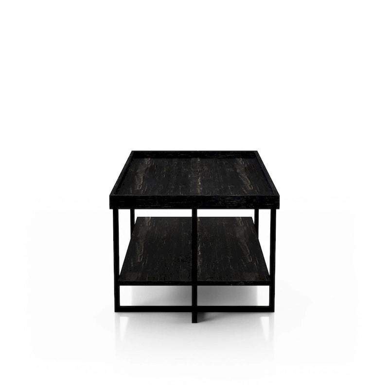 Alivia Rustic Black 47-inch Steel 1-Shelf Coffee Table by Furniture of America