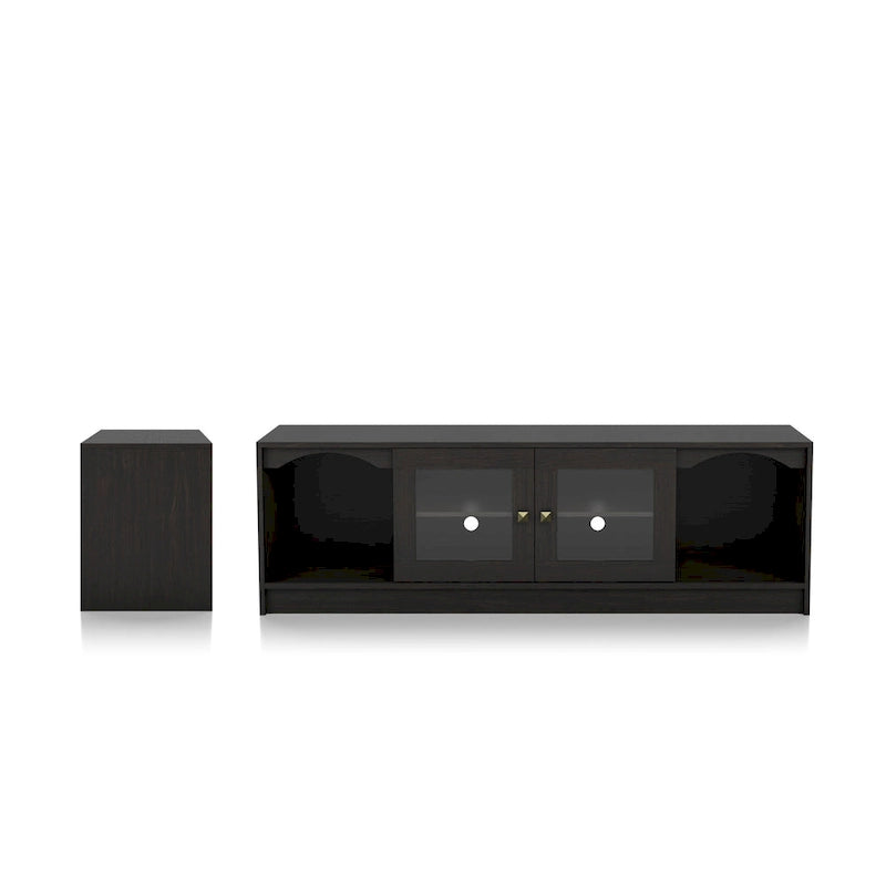 DH BASIC Transitional Espresso 62-inch TV Stand with Storage by Denhour