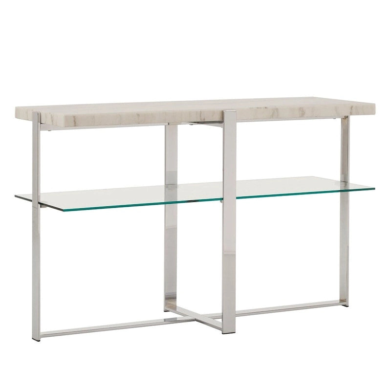 Azel Marble-top Chrome Framed Sofa Table by iNSPIRE Q Modern