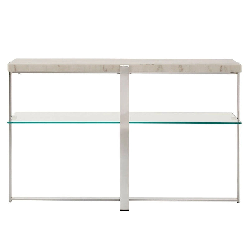 Azel Marble-top Chrome Framed Sofa Table by iNSPIRE Q Modern