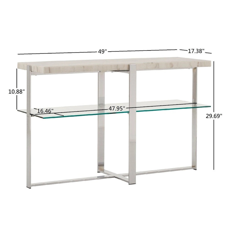 Azel Marble-top Chrome Framed Sofa Table by iNSPIRE Q Modern