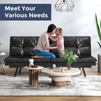 Futon Sofa Bed, Memory Foam Foldable Couch Convertible Loveseat Sleeper Daybed with Adjustable Armrests for Small Space