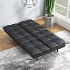 Futon Sofa Bed, Memory Foam Foldable Couch Convertible Loveseat Sleeper Daybed with Adjustable Armrests for Small Space