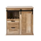 Natural Oak Finish Manufactured Wood Wine and Storage Cabinet