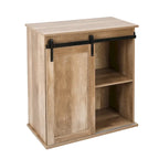 Natural Oak Finish Manufactured Wood Wine and Storage Cabinet