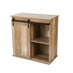 Natural Oak Finish Manufactured Wood Wine and Storage Cabinet